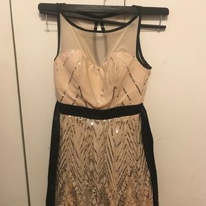 Ruby Rox Dresses - Cream Pink Dress with Sequins Ruby Rox Dresses - Cream Pink Dress with Sequins